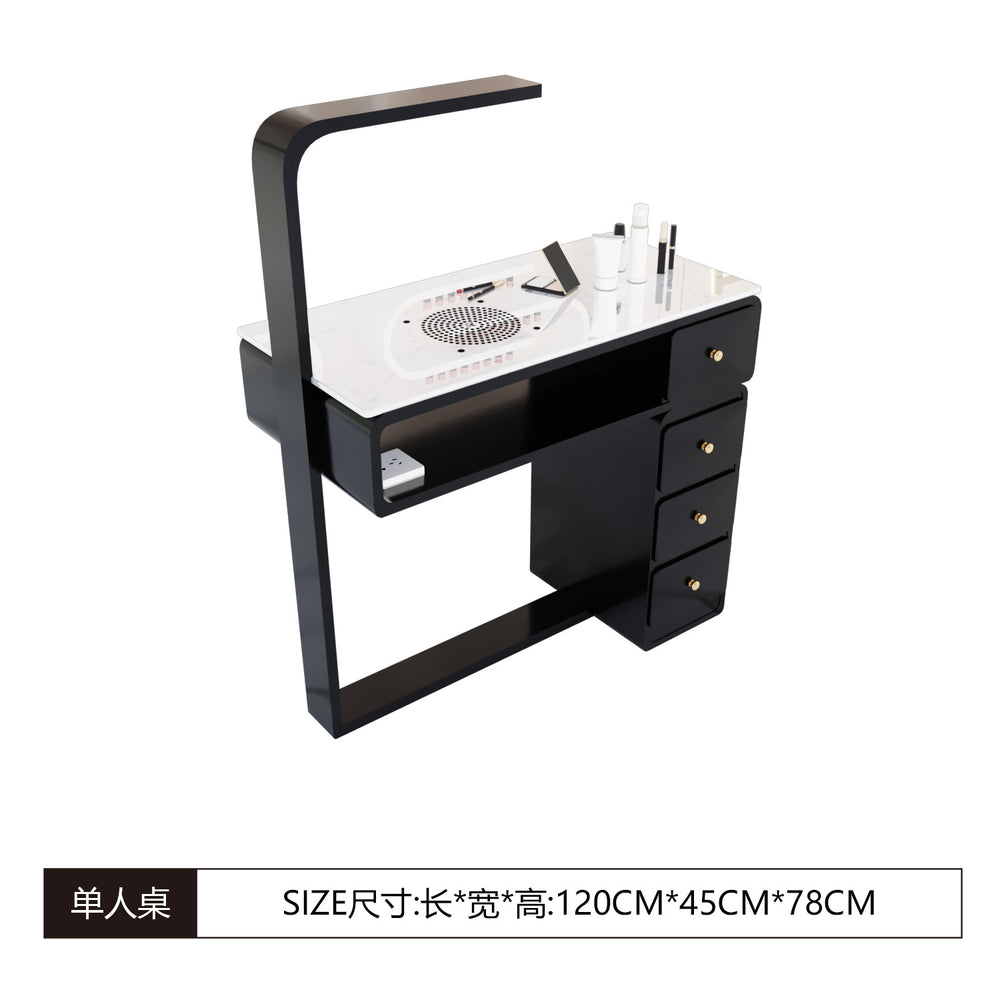 Manufacturer's new arrival porcelain-free manicure table with marble tabletop, dust-proof with vacuum cleaner socket, manicure table and chair set