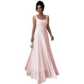 Pink u-neck sleeveless tank dress - women's summer slim fit lace a-line maxi dress with a chic, edgy design