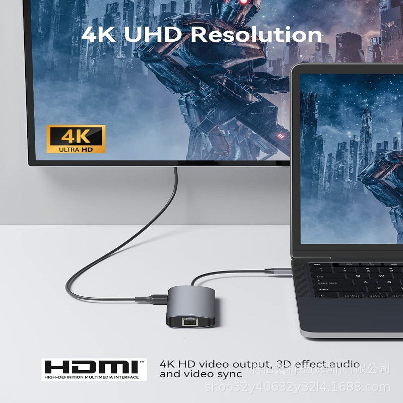 Type-c to hdmi converter usb3.0 gigabit network port nine-in-one u disk docking station mac notebook hub