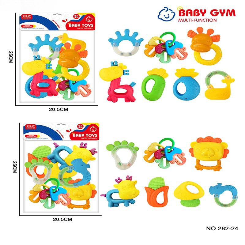 Cross-border export babies 0-12 months can be boiled baby bite glue toothpaste set newborn hand claw rattle bed bell