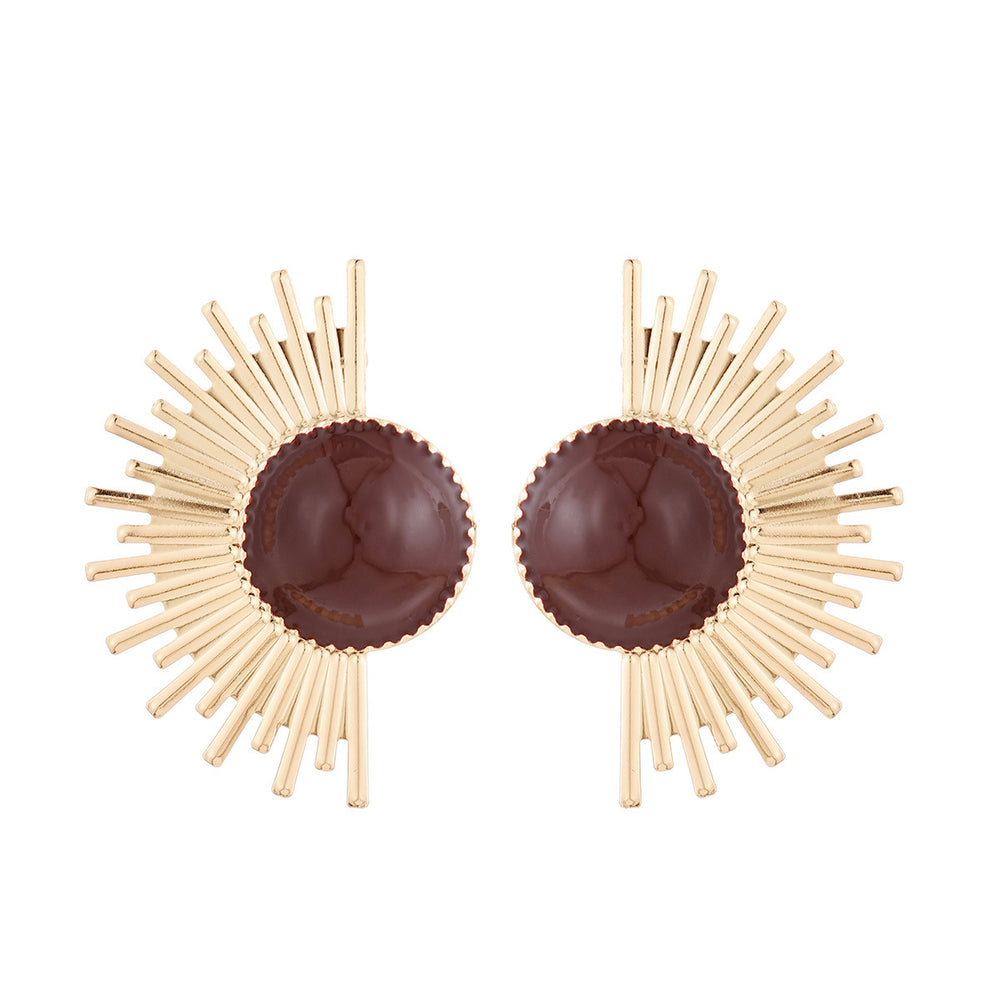 bestseller: french vintage earrings for women, exuding understated luxury and high-end style. these fashionable and elegant earrings feature a round sunburst design with radiating lines