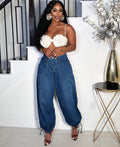 European and american style women's jeans -  cross-border fashion: versatile wide-leg casual pants with side zipper detail