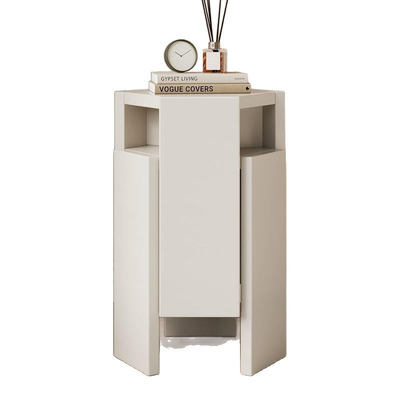 Stackable solid wood stool - modern minimalist hexagon design - lightweight & luxe storage ottoman - perfect for home & dining