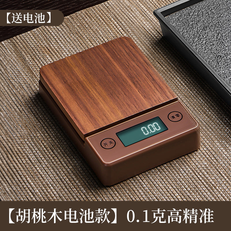 Tea digital scale walnut wood tea scale solid wood kitchen scale gram scale food scale tea set accessories rechargeable mini tea scale