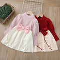 new year's & christmas girls' sweater dress - children's knitted sweater dress with bow detail, sweet & chic style