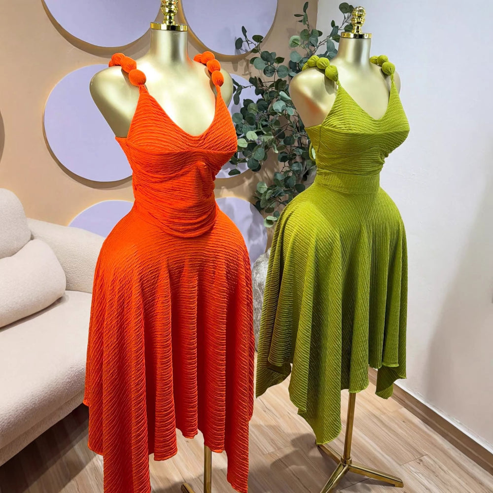 European and american cross-border women's clothing:  summer new collection - elegant and sweet v-neck sleeveless top with asymmetrical midi skirt set