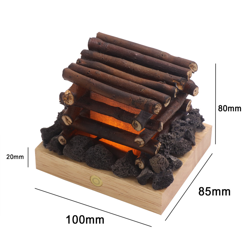 USB charging warm light ambient light white noise desktop ornament solid wood branches bonfire night light gift for friends