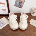 Pink floral sneakers women's ugly cute 2025 summer new arrivals chic niche design student korean style breathable white shoes