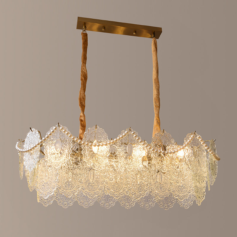 French retro court chandelier American light luxury crystal living room lighting designer pearl glass bedroom lighting