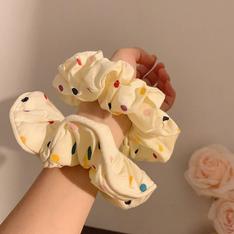 Sweet fabric floral treaded edge large intestine ring hair rope japanese style cute girl preppy style k-style headband rubber band