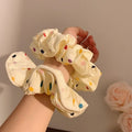 Sweet fabric floral treaded edge large intestine ring hair rope japanese style cute girl preppy style k-style headband rubber band