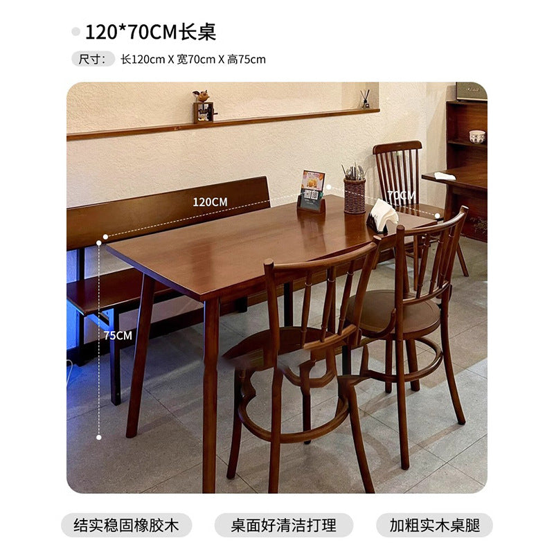 American retro cafe tables and chairs solid wood western restaurant chairs desserts milk tea shop Internet celebrity cake baking shop table