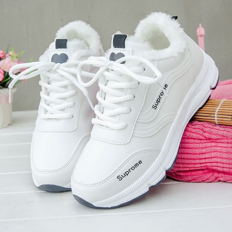 Low ankle cotton shoes for women 2025winternew arrivalk-style leather fleece-linedheattechflats female student sports sneakers for women