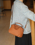Genuine leather mini round bag - premium women's bag, new 2024 trend, ladies' autumn/winter handbag, shoulder bag, crossbody bag