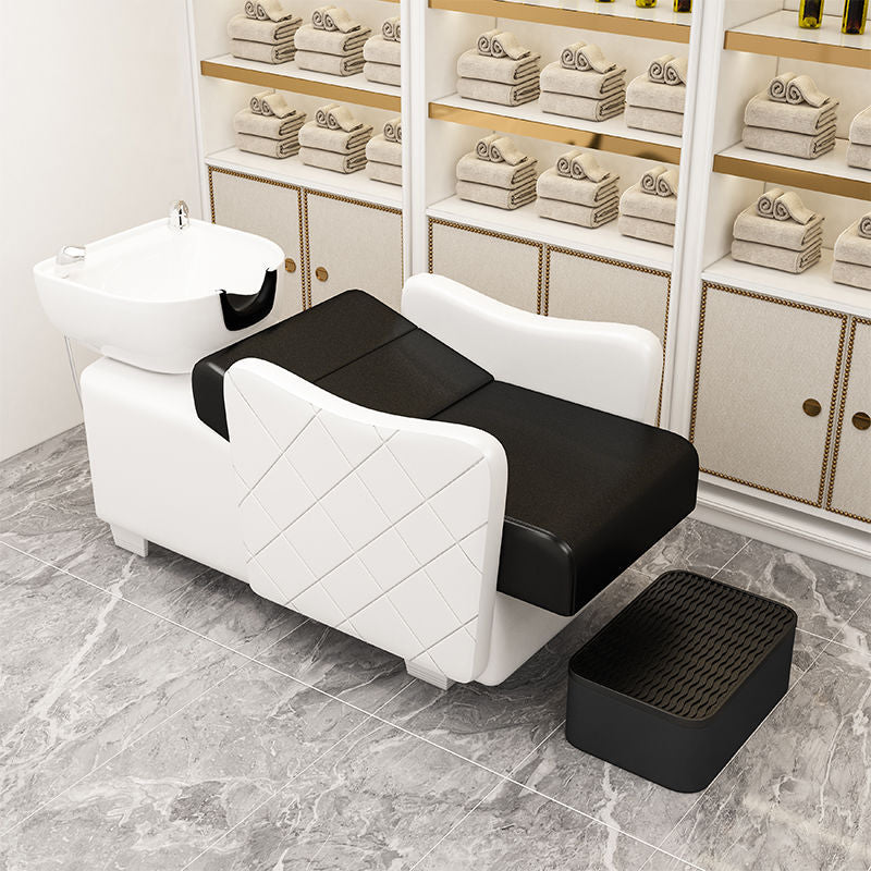 Factory direct sales popular semi-reclining hair salon fashion shampoo bed simple high-end hair salon ceramic flush bed