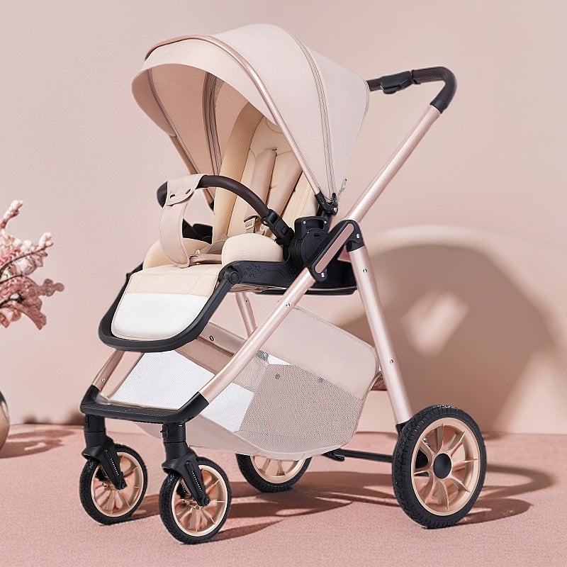 Tianrui baby stroller can sit or lie down, high view foldable lightweight baby stroller, two-way push stroller