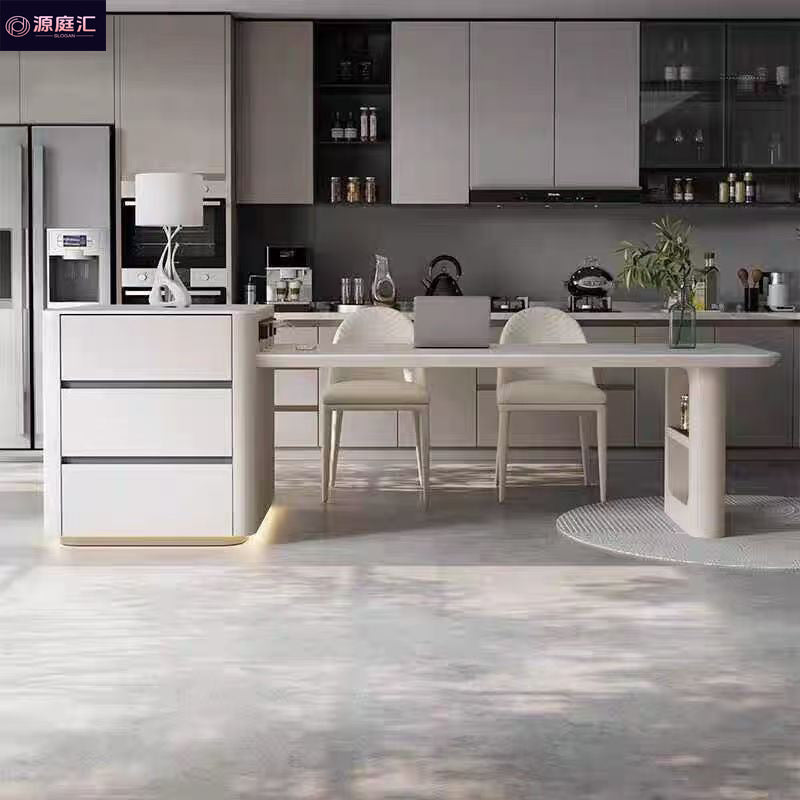 For home slate island table dining table all-in-one dual-purpose retractable classy solid wood dining table and chairsaccessible luxury creative dining table island