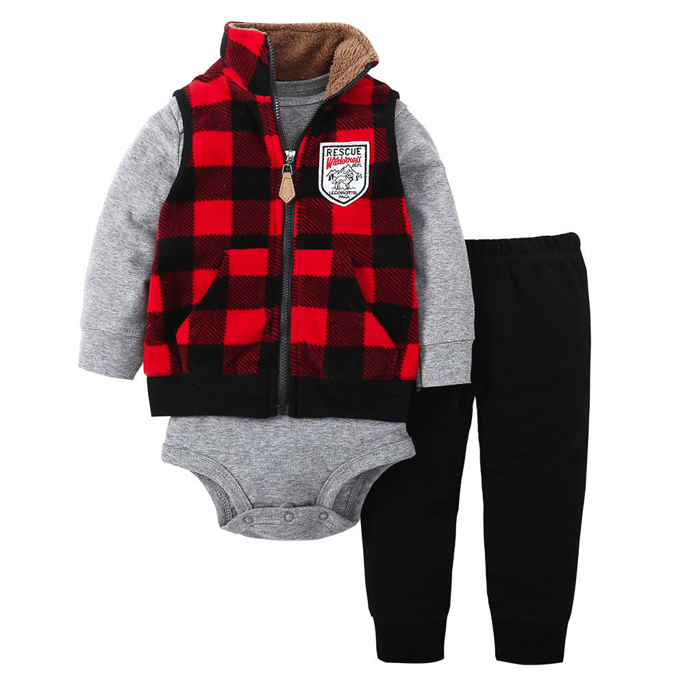 Kids' girls' baby 1-year-old sweatshirt clothes autumn separates autumn outfit set wholesale hooded sweatshirt romper