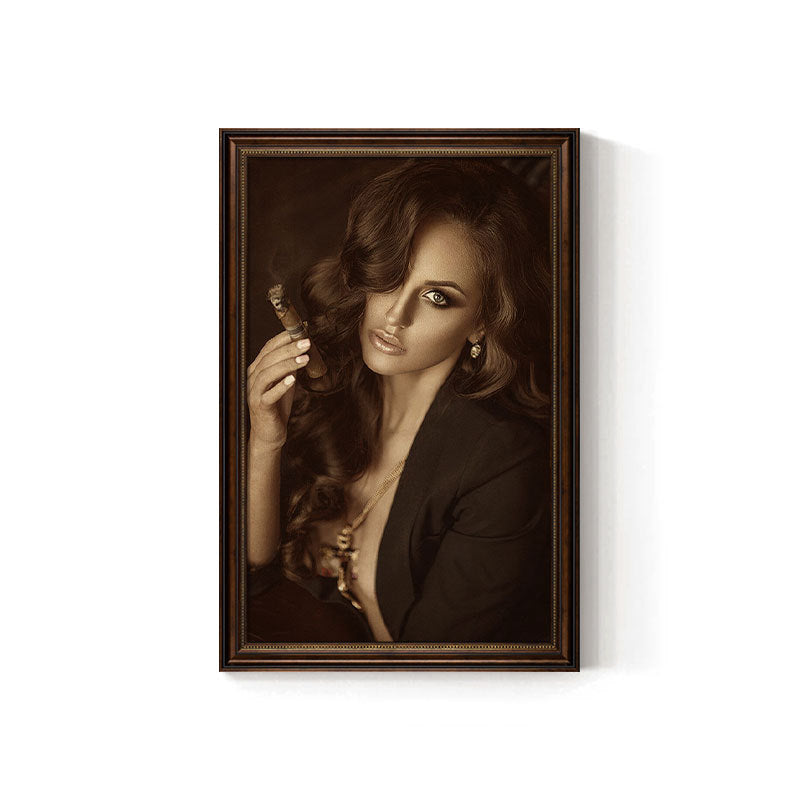 Cigar bar hanging painting American retro beautiful woman bar KTV box wall decoration painting industrial style tobacco and alcohol shop mural