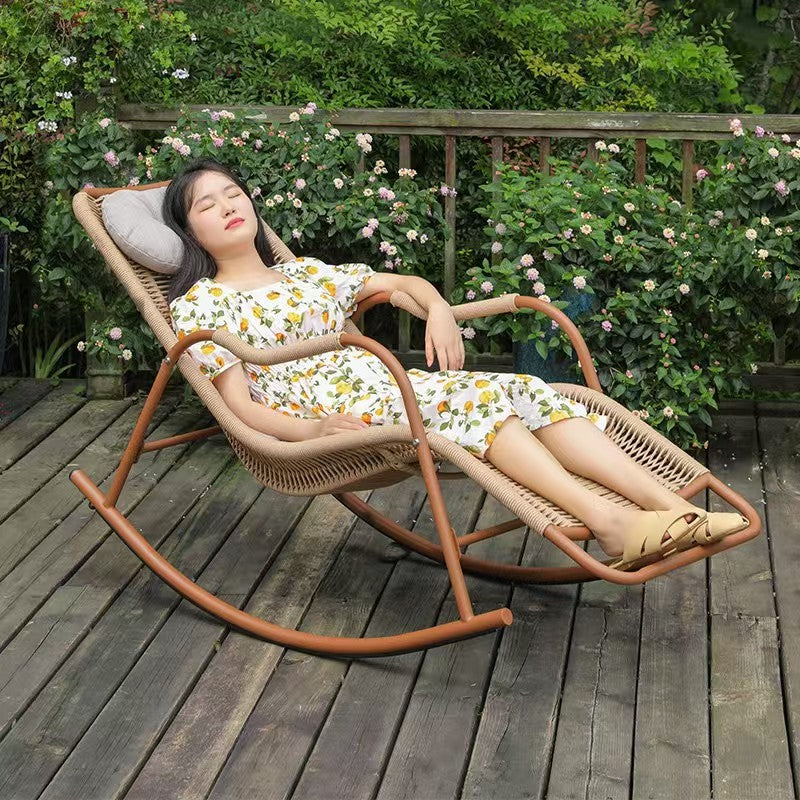 Lazy rocking chair rattan lounge chair adult lunch break for home sofa outdoor courtyard terrace leisure chair balcony casual chair