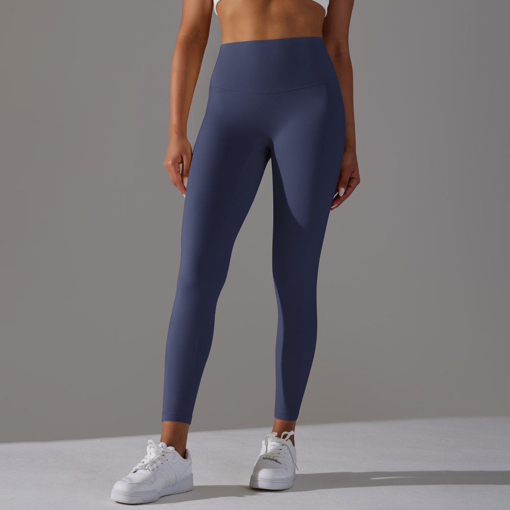 No awkward line double-sided brushed nude breathable yoga nine-point pants high waist hip lift peach tight sports fitness pants