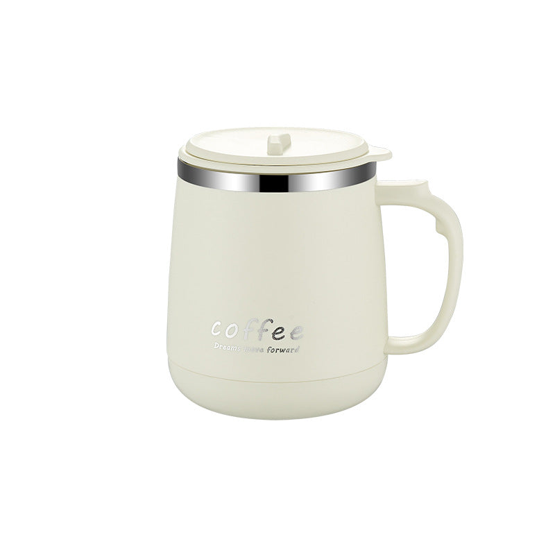 304 stainless steel mug with lid, creative logo design, high-value aesthetic, includes tea infuser, office coffee cup, wholesale gift option