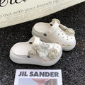 Cute floral puff buckle clogs women's summer outdoor wear 2025 new thick sole "stomping on shit" comfort closed-toe eva sandals