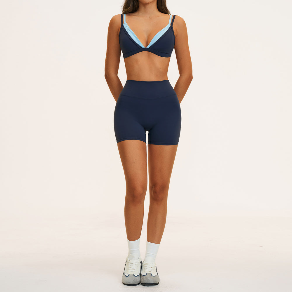nude triangle cup intimates autumn thin style no steel ring sports suit beautiful back thin shoulder strap fitness suit 6116