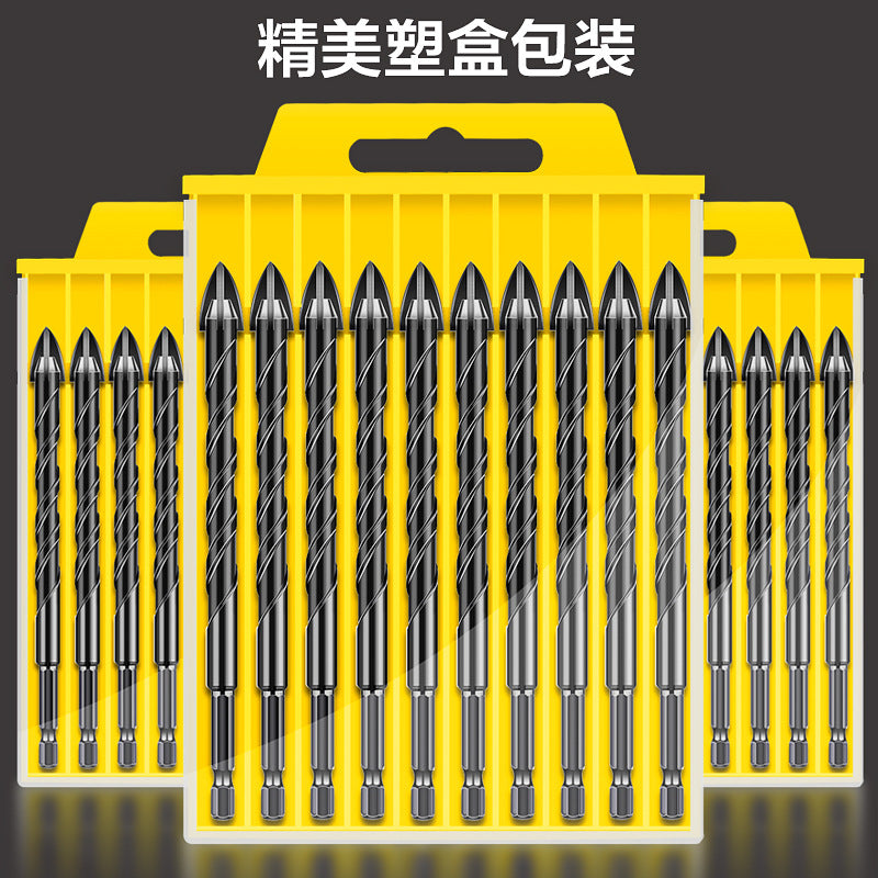 ATO carbide cross four-edged triangular drill, hexagonal handle brick wall tile cement ceramic punching triangular drill