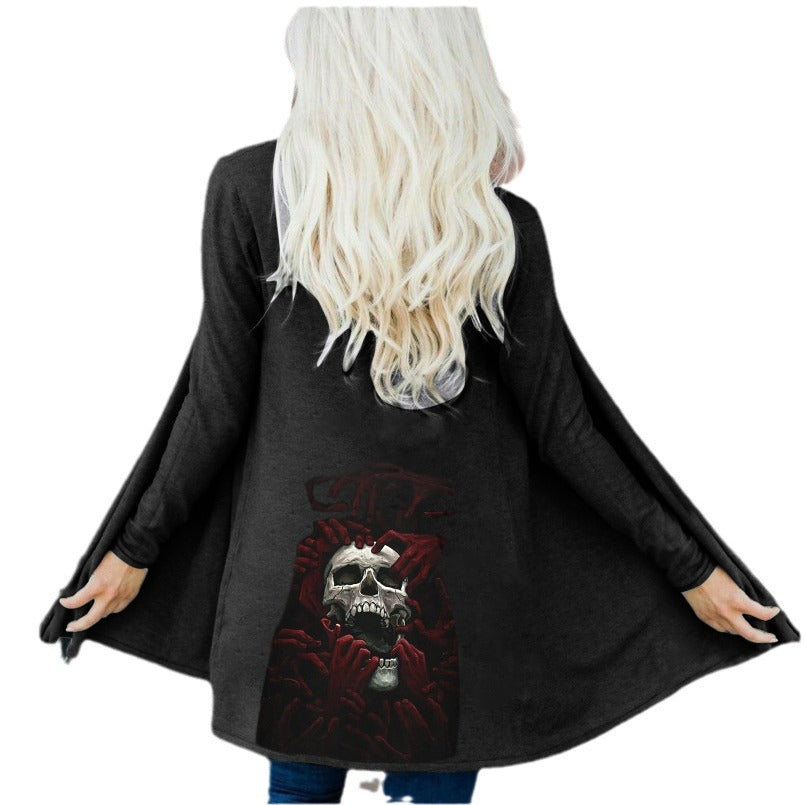 2025wish halloween skull print cardigan long sleeves outweartopsin stockfashion style loose type