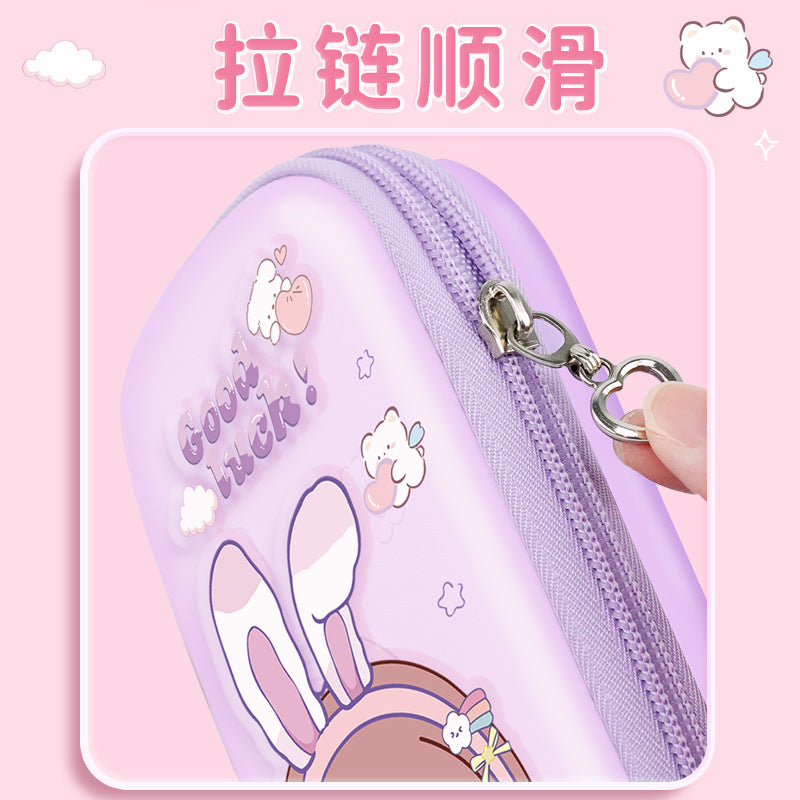 New girls pencil case cute zipper pencil case three-dimensional decompression stationery bag large capacity dirt-resistant primary school students stationery box