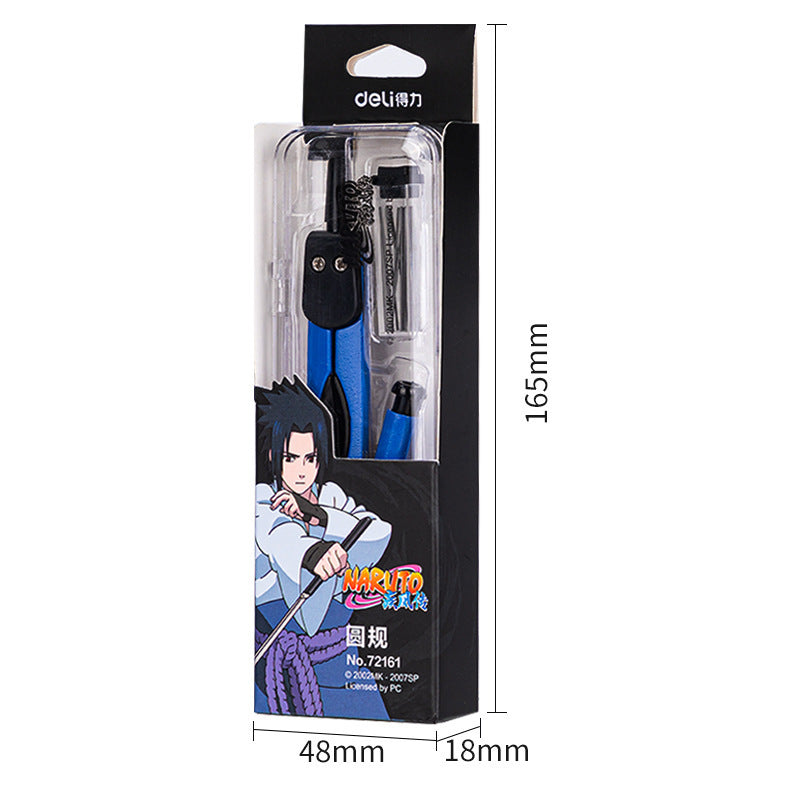 Deli 72161 Metal Compass Naruto IP-with 2B lead core plastic box for portable storage, convenient for wholesale