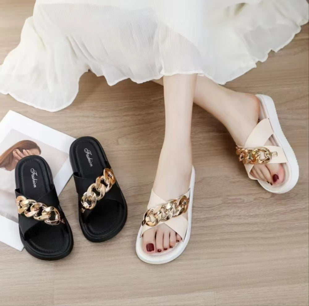 2024 buckle summer slippers new roman style women's trendy outdoor flat fashion sandals