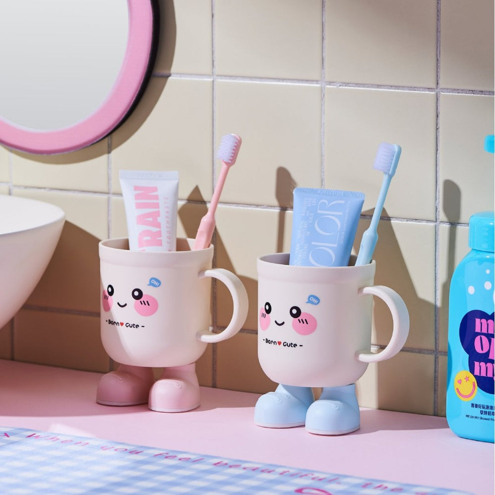 Kids brushing teeth mouthwash cup popular creative little feet drinking cup for home cartoon brushing cup plastic wash cup