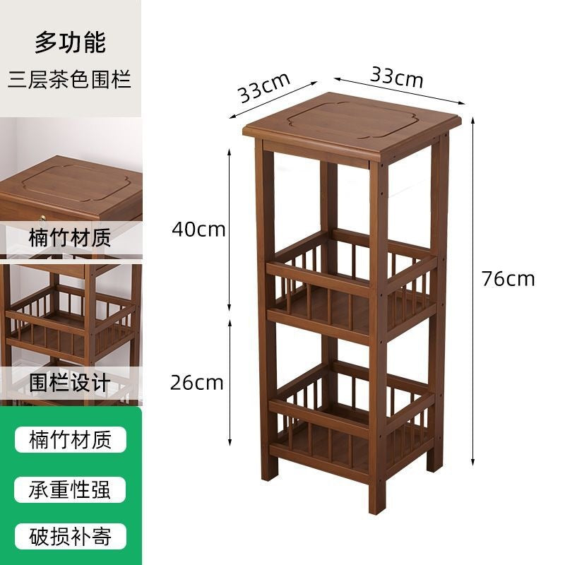 Tea table side tea cabinet living room sofa side cabinet small coffee table mahjong table corner table small square table storage rack bamboo bedroom