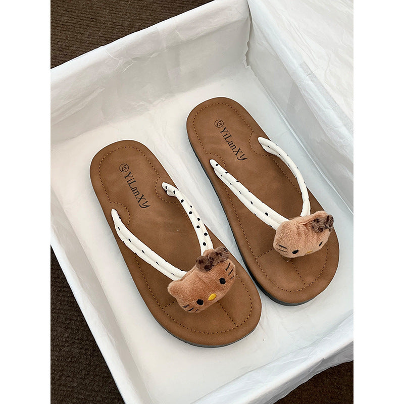 2025 summer new arrival flip-flops cute shoes cat fish outwear women's easiest for match soft bottom beach flatscasual wholesale