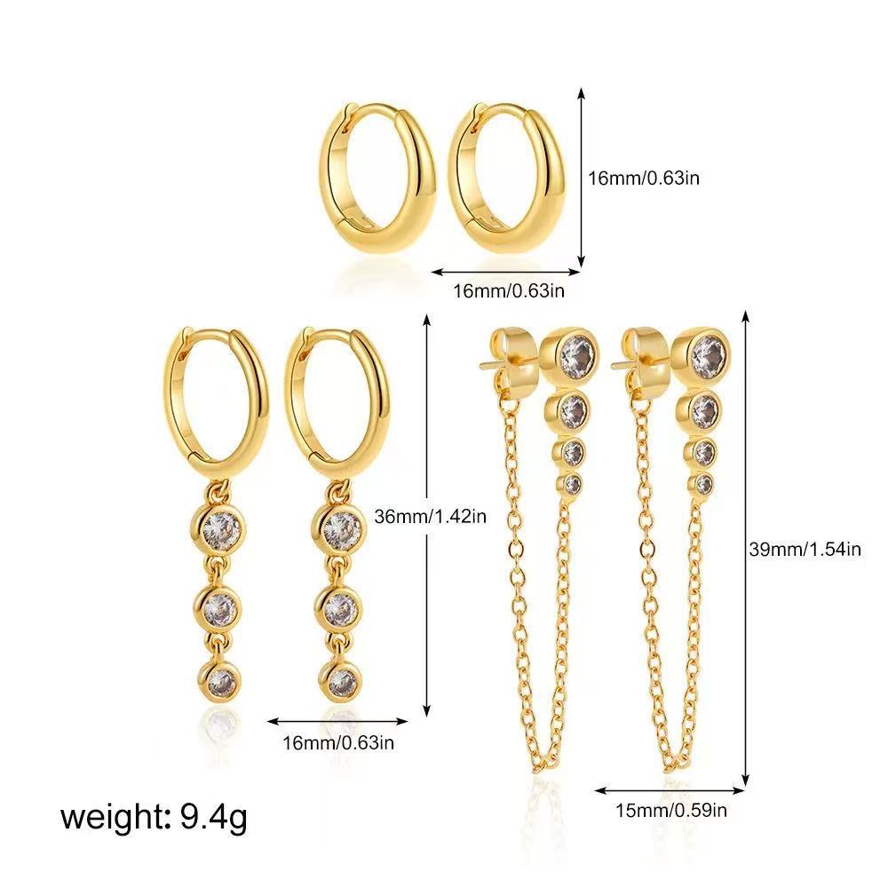 Amazon top list cross-border ins women's earrings 8 pairs earring set imitation 14k gold factory direct sales combination set