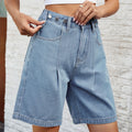 European and american cross-border e-commerce  spring/summer new arrivals:  independent store washed denim cropped shorts with adjustable waistband