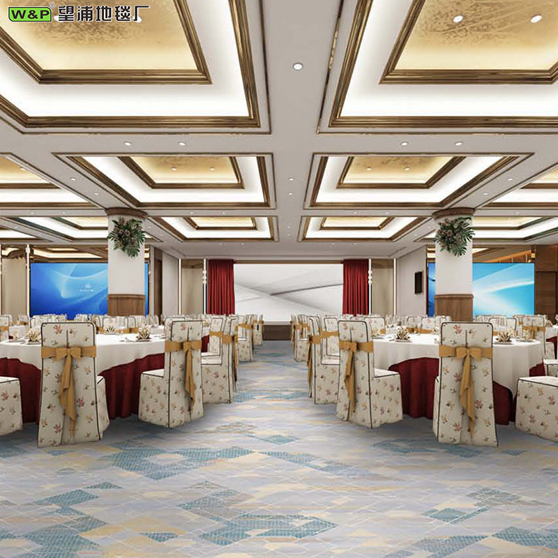 Acmest carpet: custom-made, full-coverage, wool and nylon, flame-retardant, and stain-resistant carpets for star-rated hotel guest rooms and banquet halls