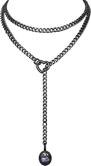 Bestselling women's heart pendant necklace for cross-border amazon: gold cuban chain adjustable y-clasp choker jewelry