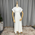 supply pure colorv neck waist large swing a-line long skirt plain fashion european and american women's clothing
