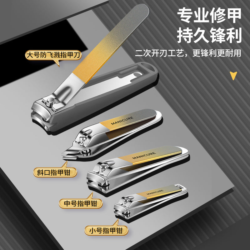 new 18-piece manicure set: angled nail clippers, portable cuticle nippers, anti-splash manicure & pedicure tool kit