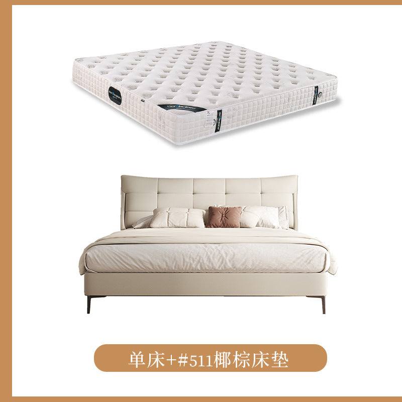 Light french cream style bed small apartment casualaccessible luxury foshan furniture master bedroom double 1.8m genuine leather bed