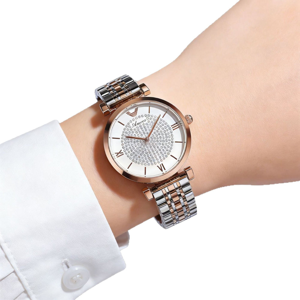 Factory direct: 2026 new women's fashion watch - korean style starry sky steel band quartz watch with full diamond accents - trendy design