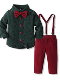 Kids autumn clothing export children's clothing christmas clothing long sleeves shirt suspenders children's suit baby boy first birthday dress
