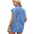 Fashion cross-border women's clothing   washed denim new arrivalloose leopard print printed vest vest tops