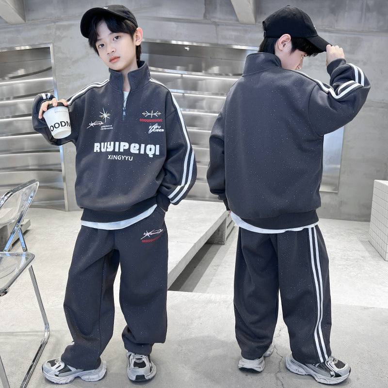 Boys' spring outfit set : new spring sweatshirt for mid-to-large children, stylish and trendy boy's spring/autumn sportswear