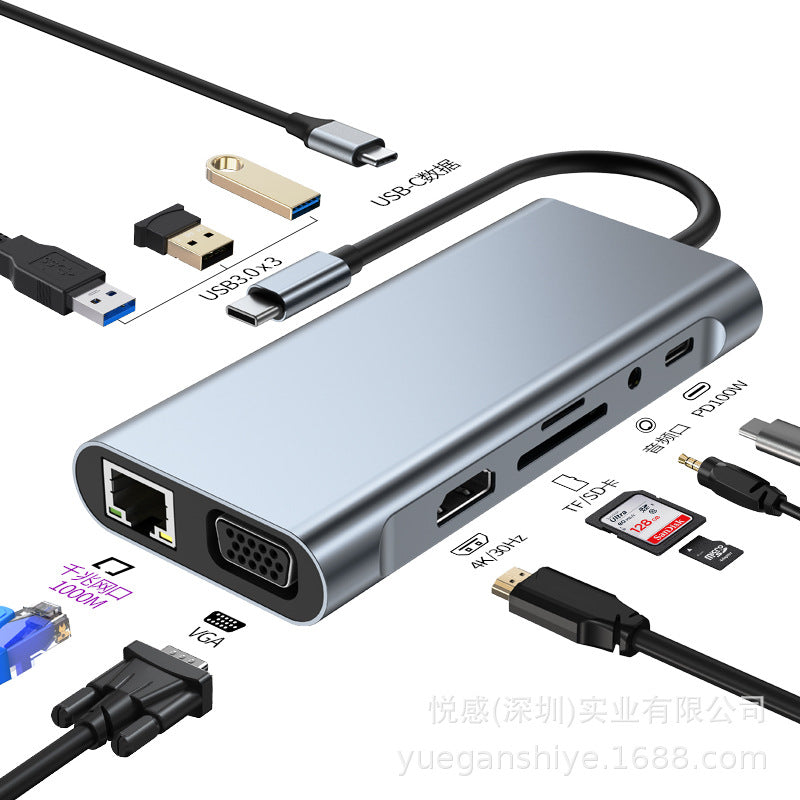 high-definition 4k60h multi-screen display 11-in-1 usb expander multi-interface notebook type-c docking station