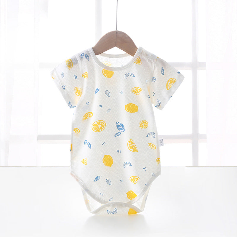 Baby bodysuit summer unisex infant short sleeve romper newborn pure cotton triangle onesie lightweight crawling suit