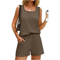 Amazon fashion cross-border y2 women's summer casual shorts suit vest square neck sleeveless sportswear with mouth
